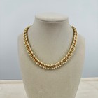 Vintage Gold Tone Rope Chain Necklace Faux Pearls 6” Retro Statement Jewelry — photo 1