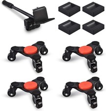 Furniture Moving Dolly Mover Sliders with 3 Wheels, Steel, 4 Pack, 500Lbs, Black