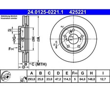 2 St. Bremsscheibe ATE 24.0125-0221.1 für Honda HR-V