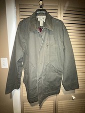 Vintage LL Bean chore Jacket Mens Sz Medium Olive Green Flannel Lined Bar