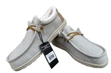 Hey Dude Mens Wally Herringbone Grey Faux Sherpa Casual Slip On Shoes Size 9