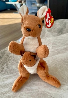 TY Beanie Baby Tasche Das Känguru mit Etikett - Neuwertig