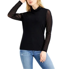I.N.C Womens Solid Pullover Blouse, Black, Small