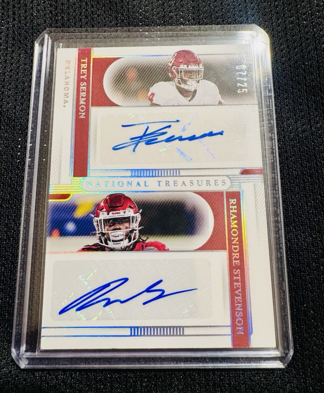 Panini 2021 NT NCAA Dual Rhamondre Stevenson/Sermon DS-OU Silver /25 Auto RC