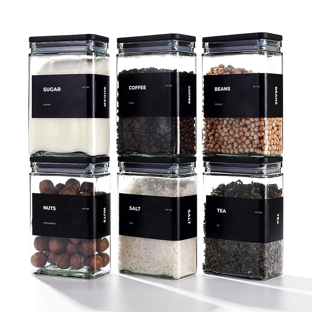 Glass Storage Jars with Lid, glass canisters with airtight lids, Clear jars w...