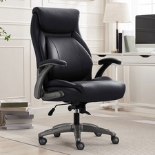 La-Z-Boy Air Lumbar Manager Office Chair Black Flip Arms Ergonomic PU Executive