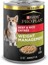 Weight Management Wet Dog Food Beef & Rice Entree in Gravy Pack of 12 13 oz. 6.07 per gallon