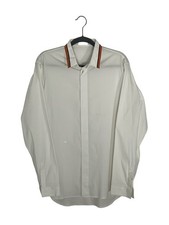 Christian Dior White Button Up Shirt Bee Logo Orange Collar Men  s 40 Italy