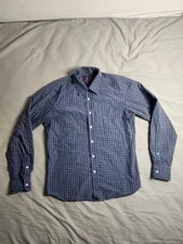 Untuckit Button Up Dress Shirt Mens Size Small Slim Fit Blue Black Plaid NEW