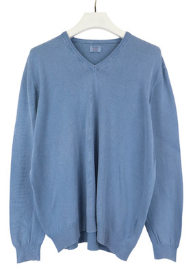 Gran Sasso Vintage IT Made Pullover Herren (Eu) 58 Blau Strick V-Ausschnitt Pure