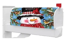 Snowman with Birds Oversized Mailbox Cover