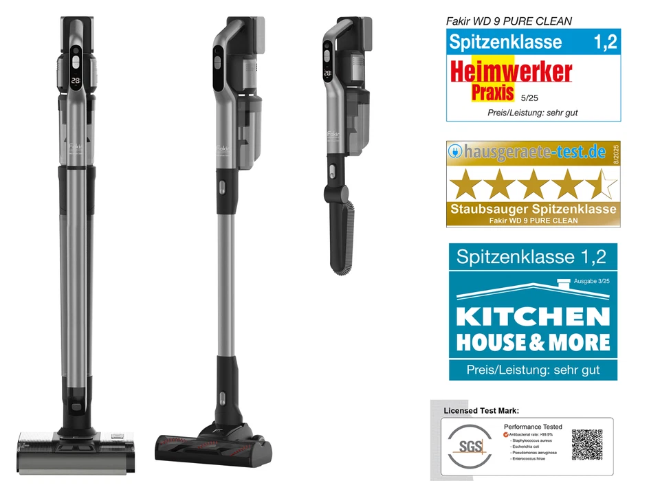 Fakir WD 9 Pure Clean Nass und Trocken Akku Hand und Stielstaubsauger - Bild 2 von 4