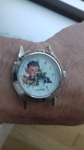 Montre Femme Chipie Vintage Bracelet Cuir Marron - Fonctionne, Pile Incluse, Bon état