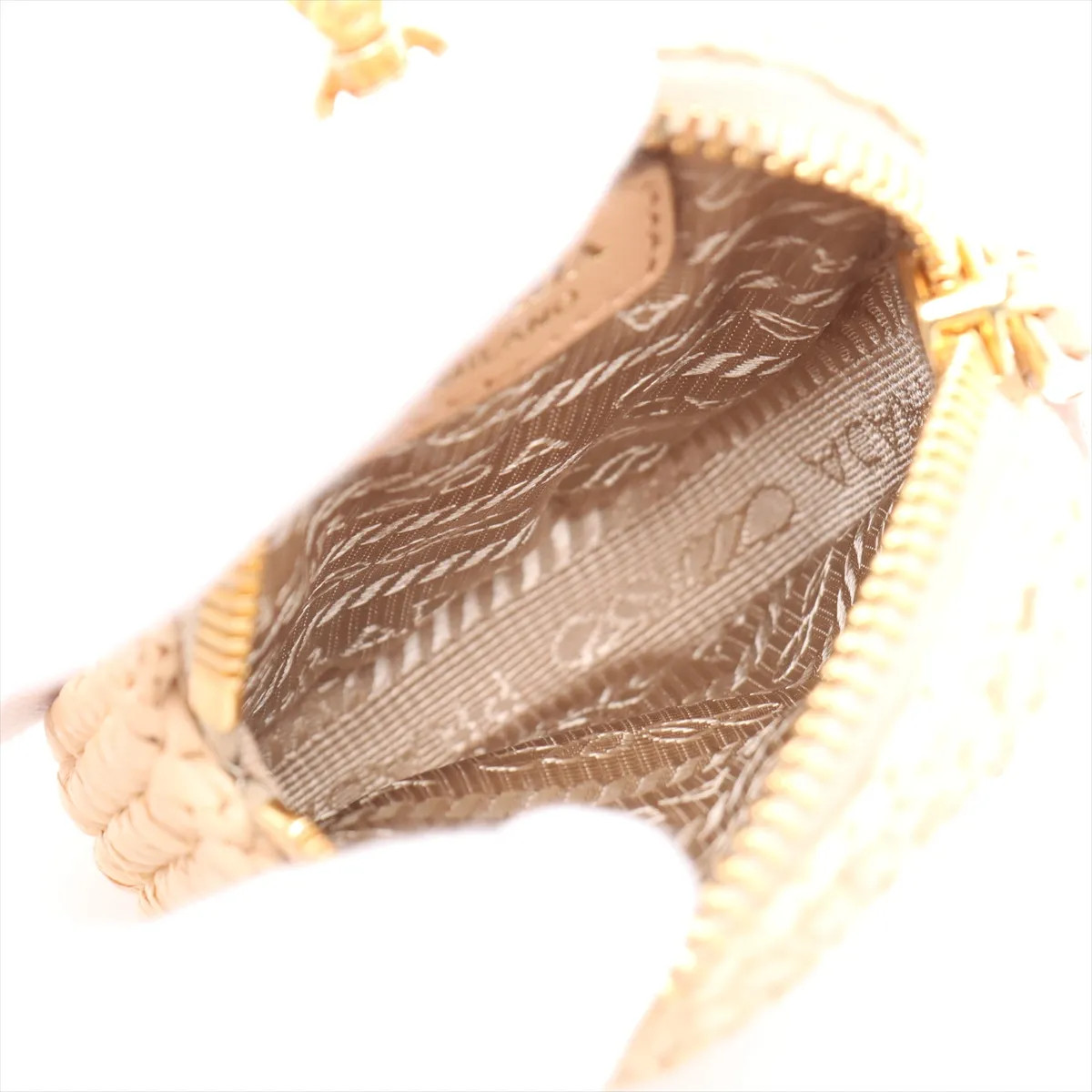 Prada raffia x leather 2 Way Shoulder Bag Beige thumbnail 8