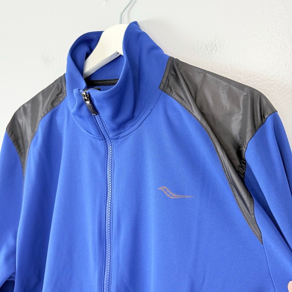 Saucony Performance Jacket Men's Size Medium Blue Black Full Zip Activewear thumbnail 4