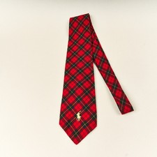 Vintage POLO Ralph Lauren Tie Red Tartan Plai...
