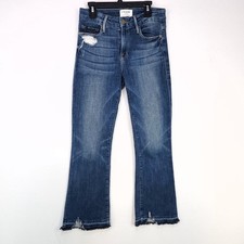 Frame Le Crop Mini Boot Cut-Leg Jeans Womens Size 24 Dark Wash Denim