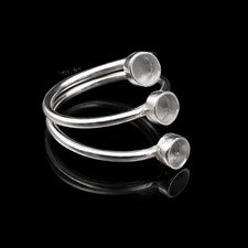 925 Sterling Silver Triple Round Bezel Ring Blank Handmade DIY Jewelry All Size