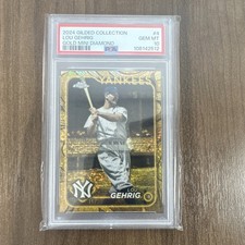 2024 Topps Gilded Collection Lou Gehrig #4 Gold Mini-Diamond Refractor /50 PSA …