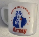 Vtg United States Army Milk Glass Be All You Can Be Mug