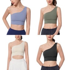 Contemporary Smooth Sports Bras for Women One Shoulder Asymmetrical Workout Tops