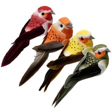 4pcs Artificial Birds Clip on Bird Ornaments with Feathers Small, Model-4s05