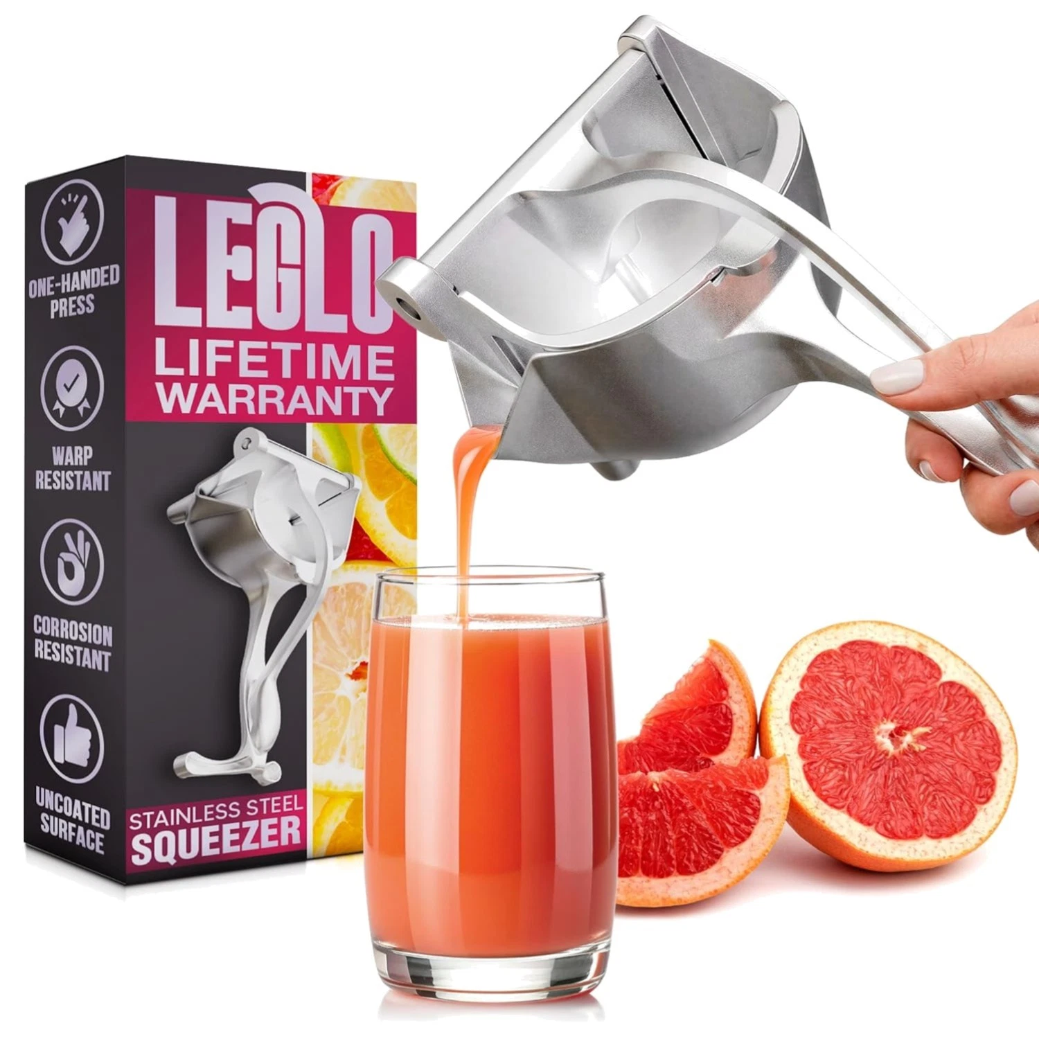 Versatile 20 oz Aluminum Hand Juicer - Perfect for Lemon, Orange, Pomegranate