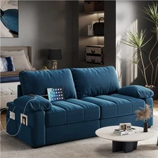 2-Seater Upholstered Sofa with USB Charging Ports and Pillow Top Arms