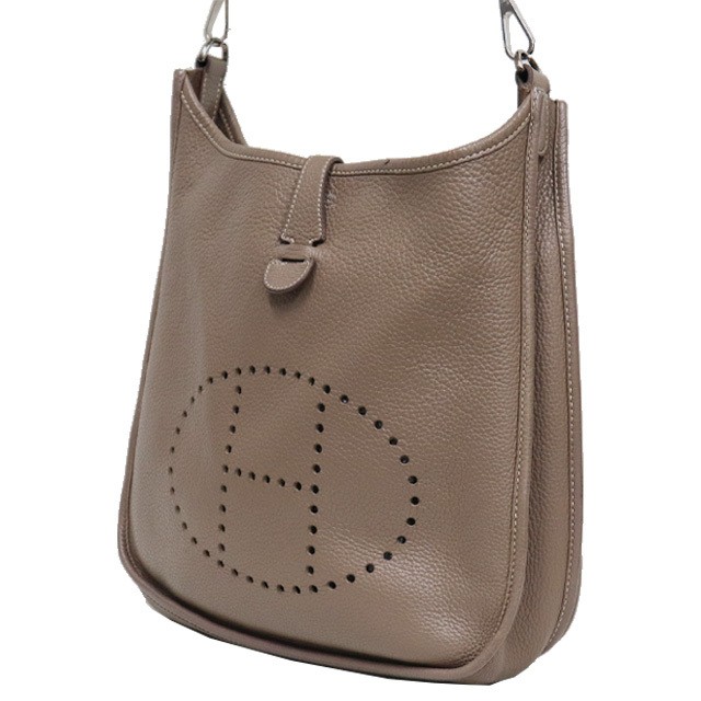 Hermes Evelyne 3PM Etoupe Togo Leather Shoulder Bag with Silver Hardware L Engraved 2008 2404