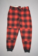 Vintage Wool Pants Mens 36 Red Buffalo Plaid Heavyweight Hunting Jogger Saftbak