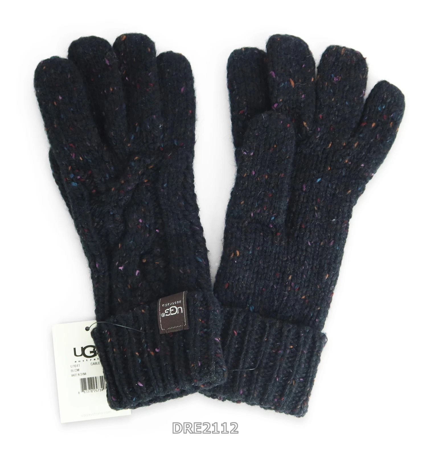UGG Cable Glove Black Multi Wool Gloves Womens One Size OS *NWT*