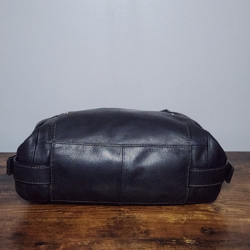 Vintage Fossil Black Leather Multi-Pocket Shoulder Bag Y2K Satchel Top Stitch, $59.85 - Photo 8