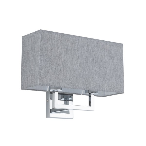 Wandlampe Blendarm Stahl Stoff Grau Wohnzimmer E27 B:35 Cm Wandleuchte BüRo-image