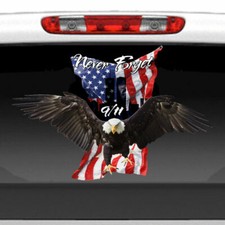 9/11 Never Forget American Flag Bald Eagle Decal Car Truck Window Sticker USA US