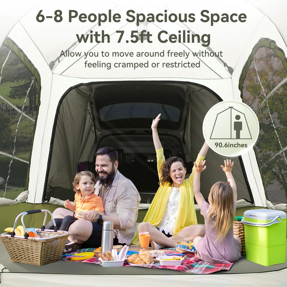 Tienda de campaña Docred para 6-8 personas 10x10 pies accesorio de tienda SUV emergente y pantalla sala y toldo Foto 4 de 4