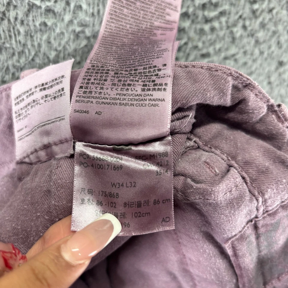 Levis Chino Pants Mens 34x32 Purple Cotton Slim Fit Back Pocket Flaps - Image 4 of 4