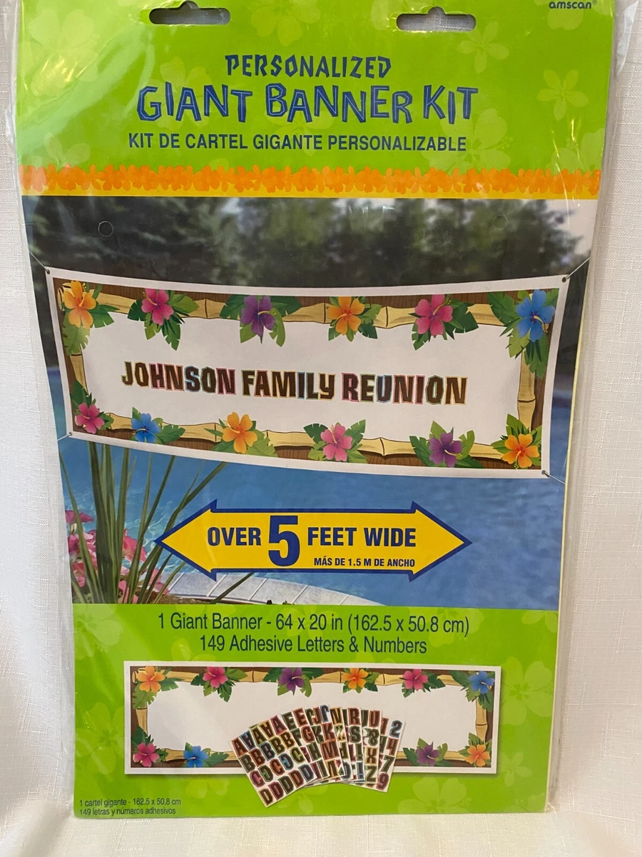 PERSONALIZE IT GIANT SIGN BANNER KIT PARTY HAWAIIAN LUAU OVER 5 FT WIDE