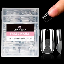 Square Fake Nails 504Pcs Square Gel Nail Tips Clear Press on Nails Pre-Shape ...