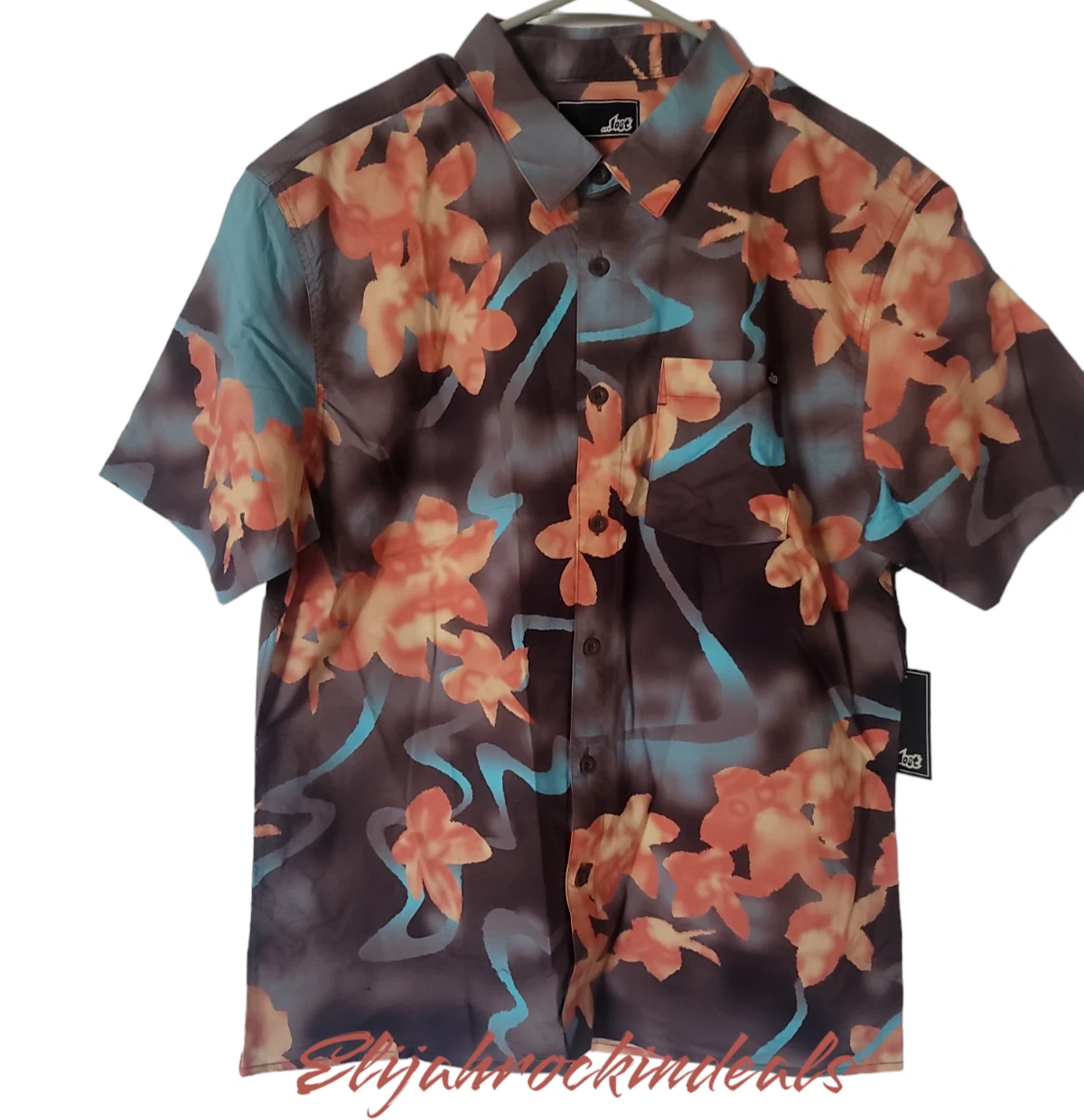 NEW MEN'S ...LOST FLORAL HAZE WOVEN SLEEVE SHIRT SIZE LARGE