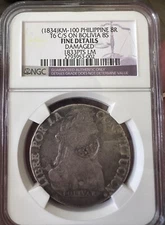 1833 C/S Y.II Bolivia 8 Reales Silver Coin NGC Fine Details - lot#1