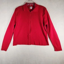Vintage Sostanza Full Zip Red Sweater Collar Crop Cotton 90s Y2K Made In USA L