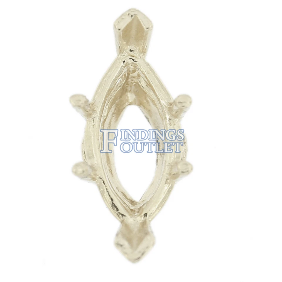 Cesta de alambre marquesa de oro blanco de 14K montaje 6 puntas extremos en V 0,25-8,00 quilates Foto 3 de 4