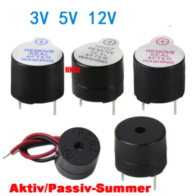 Aktiver Buzzer/Passiver Summer 3V-12V Piezo Tongeber Signalgeber Alarm Piepser
