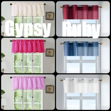 NEW 1PC VOILE SHEER CRUSHED RUFFLE WINDOW DRESSING CURTAIN SHORT VALANCE RUBY 18