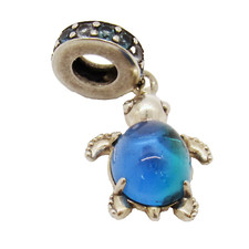 STERLING SILVER ALE S925 PANDORA 798939C01 MURANO SEA GLASS TURTLE DANGLE CHARM