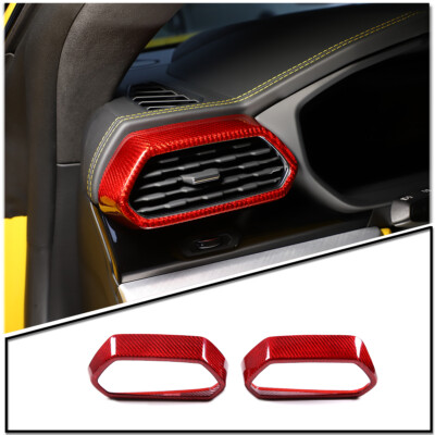 Red Carbon Fiber Side Air Outlet Vent Cover Trim For LAMBORGHINI URUS 2018-2021