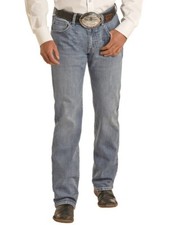 Rock  Roll Western Jeans Mens Stackable Bootcut Light Wash VMSPD03713