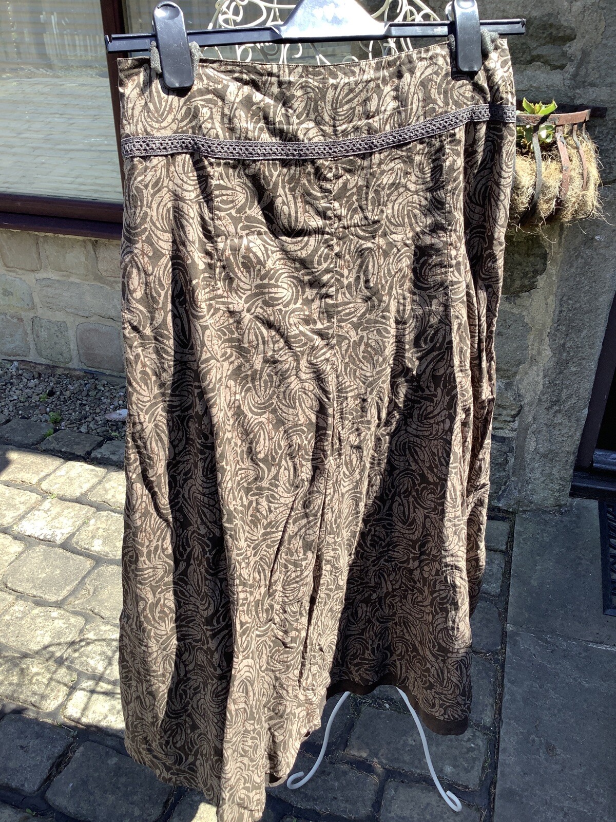 🦋Size 10 FAT FACE Women’s Brown Patterned LONG Skirt W32” image 6