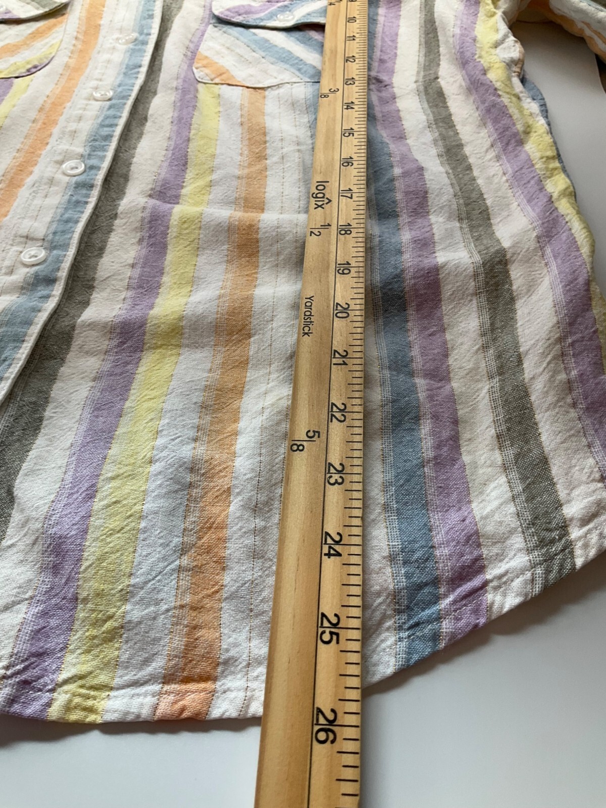 FDJ French Dressing Jeans Medium Striped Linen Blend Shirt Top Multicolor Pastel