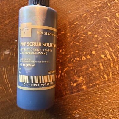 Medline Skin Preps: Povidone Iodine (PVP) Scrub Solution, 4 oz.-1 Bottle